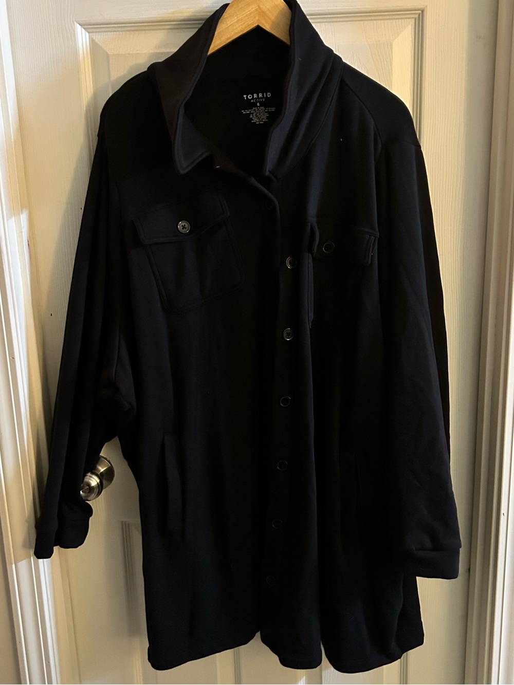 Torrid Black Button-Front Activewear Coat